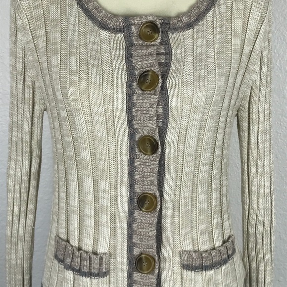 Free People Striped Hem Cardigan Sweater SW116 - Picture 3 of 7